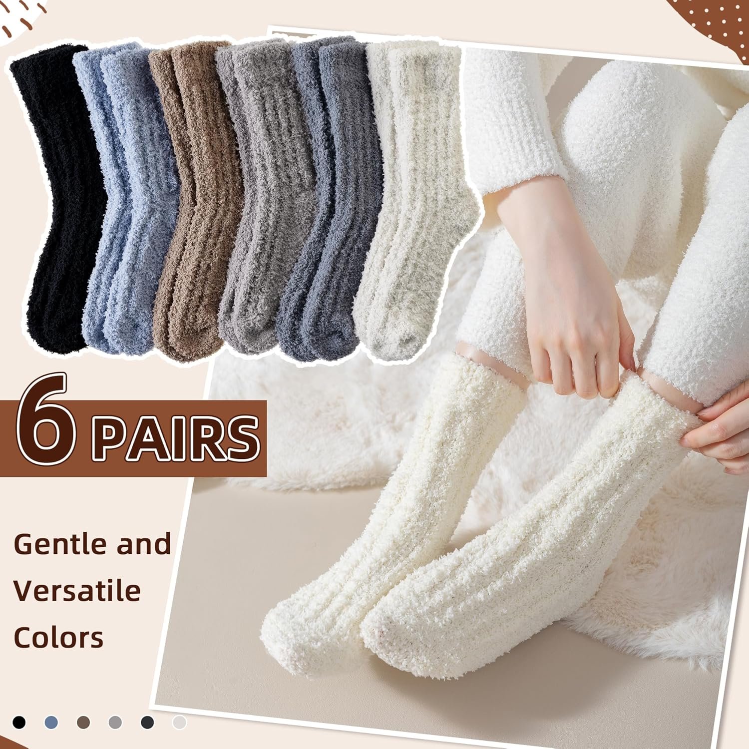 Velice Womens Fuzzy Socks Soft Cozy Fluffy Slipper Winter Socks Warm Plush Sleeping Christmas Socks - Image 6