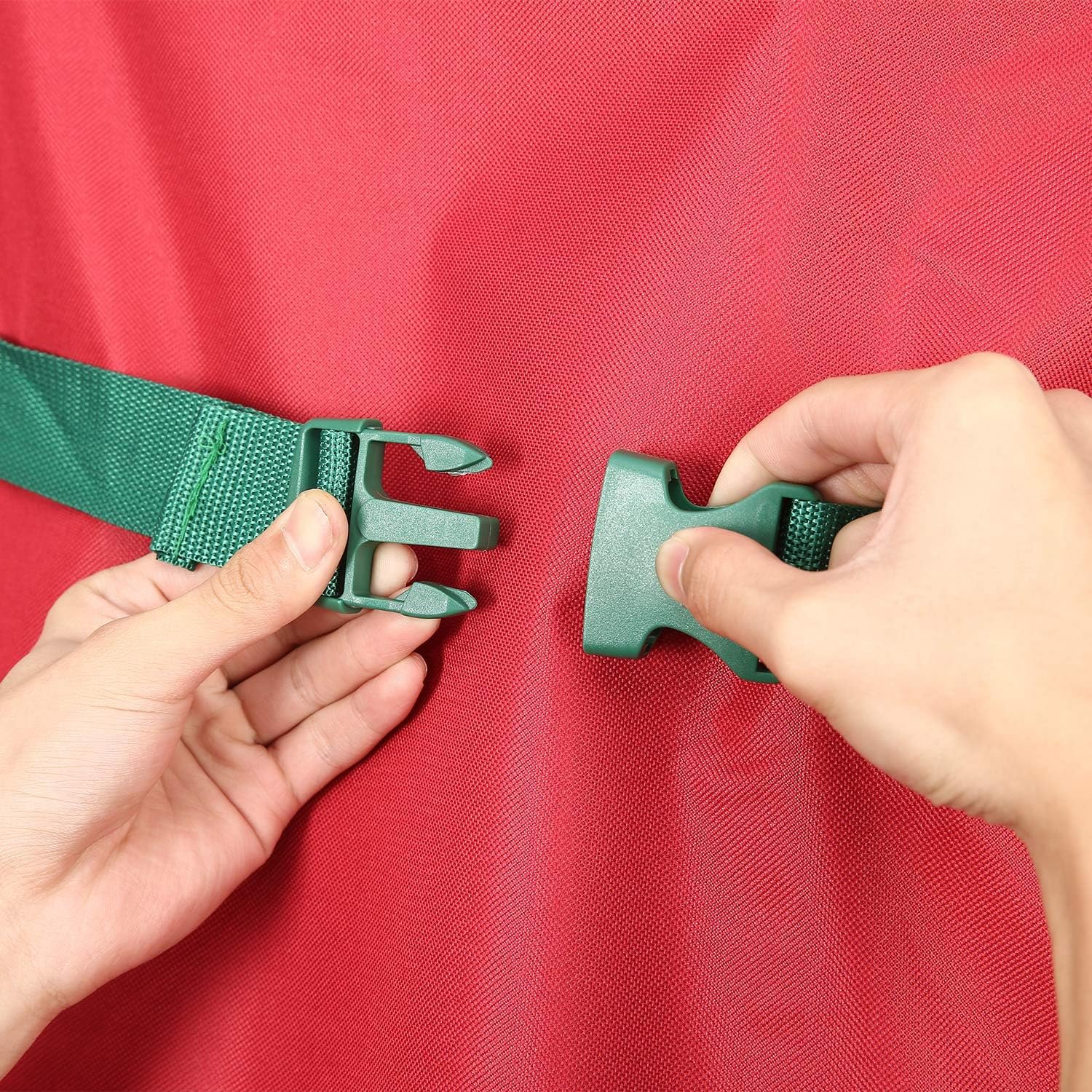 Sattiyrch Upright Christmas Tree Storage Bag,Fits Up to 7.5 ft Tall Artificial Tree,Heavy Duty 600D Canvas Red Christmas Tree Storage Container with Sleek Zipper and Durable Handles (7.5 FT) - Image 5