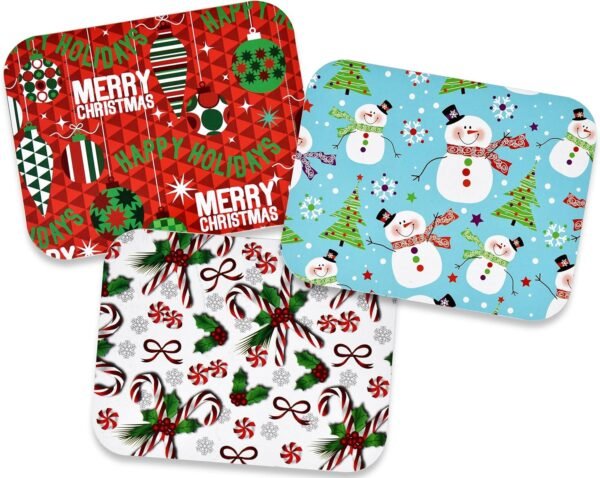 Gift Boutique 36 Count Christmas Tin Foil Containers with Lid Covers For Cookies in 3 Holiday Designs Aluminum Disposable Food Storage Pans For Treat Exchange & Goody Party Leftovers 5"W X 7"L X 1.5" - Image 3