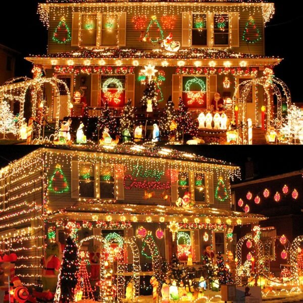 Techip 300 LED Christmas Lights Outdoor, Warm White Christmas Tree Lights Outside Waterproof Twinkle Lights Green Wire Connectable Plug in Christmas String Lights Indoor 108FT 8 Modes for House Decor - Image 4