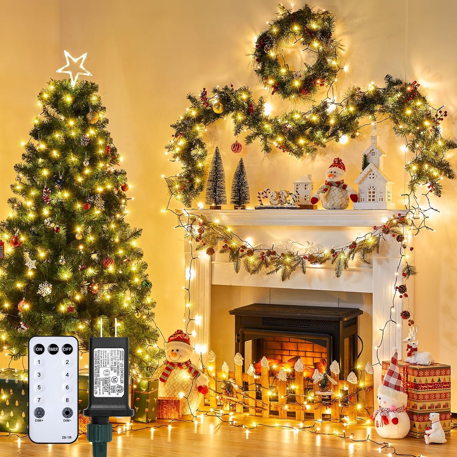 Minetom 328 Ft 1000 LED Christmas Tree Lights Outdoor Indoor String Lights with 8 Modes Waterproof Twinkle Xmas Light with Remote, Plug in Rice Lights for Tree Room Yards Patio Christmas Decorations - Image 2