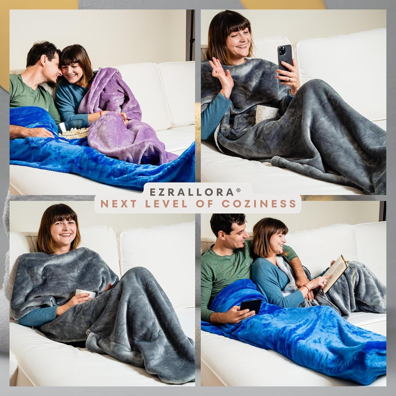 Fleece Lightweight Foot Pocket Blanket -Patent Pending- Premium Throw - Christmas Gamer Gifts - Gifts for Men Who Want Nothing - TV Lap Blanket (Fleece, Silver Grey) - Image 9