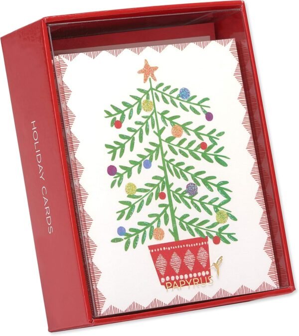 Papyrus Christmas Cards Boxed with Envelopes, Merry Little Christmas, Christmas Tree (20-Count) - Image 8