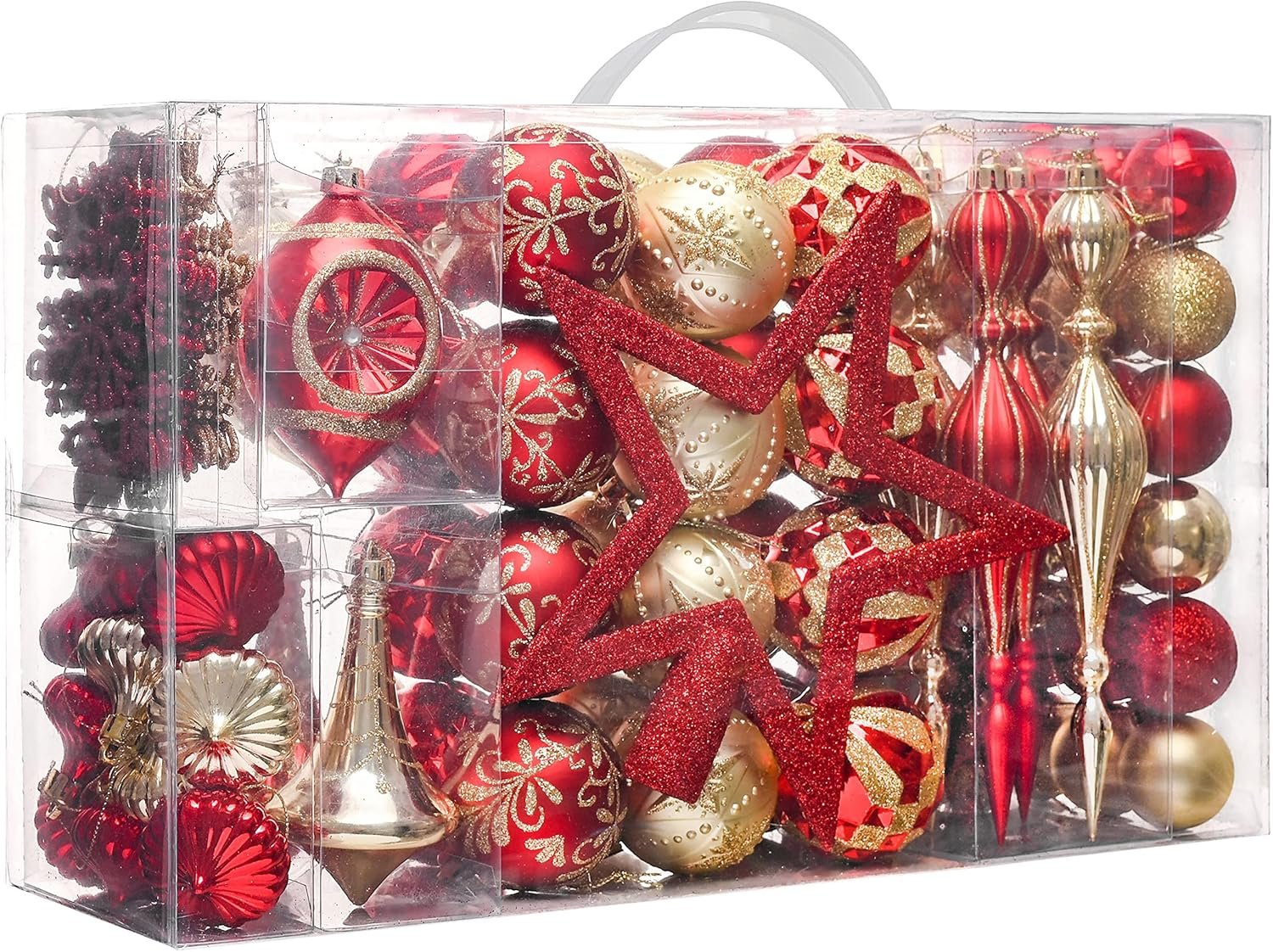 Valery Madelyn Ornaments for Christmas Trees, 100ct Red and Gold Shatterproof Christmas Tree Decorations, Luxury Hanging Ball Ornaments Bulk for Xmas Holiday Decor - Image 2