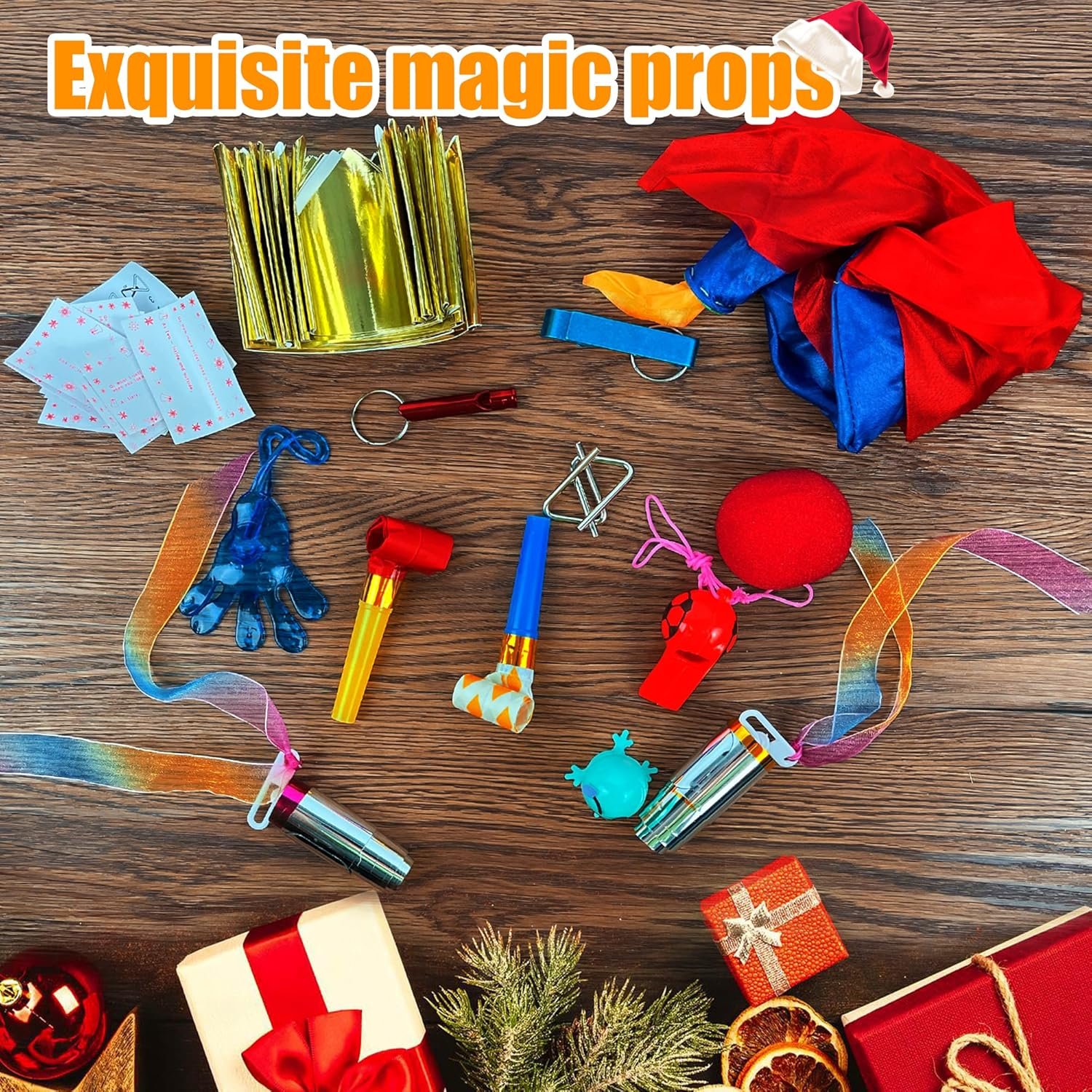 12 Pack Christmas No-snap Party Table Favors, Christmas themed Holiday Supplies with Party Hat, Joke & Little Gift Inside for Kids Adults Christmas Gift - Image 3