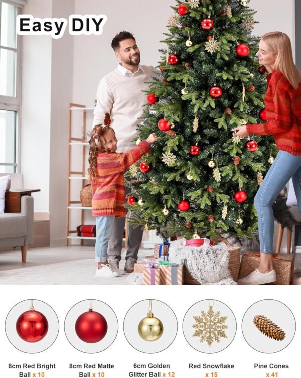 7.5ft Artificial Christmas Tree Holiday Xmas Tree w/1,800 Branch Tips, Christmas Tree Decorations,Christmas Tree Stand Metal Hinges & Foldable Base,Easy Assembly for Home, Office, Party Decoration - Image 6
