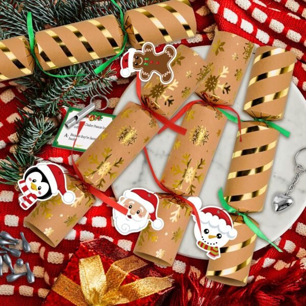 8 Christmas Party Favors with Snap Prizes Gifts Jokes Hats, No Snap Christmas Favors for Adults Kids Christmas Dinner Tradition Games Luxury Christmas Table Decorations Xmas Gifts Bulk Party Supplies - Image 4