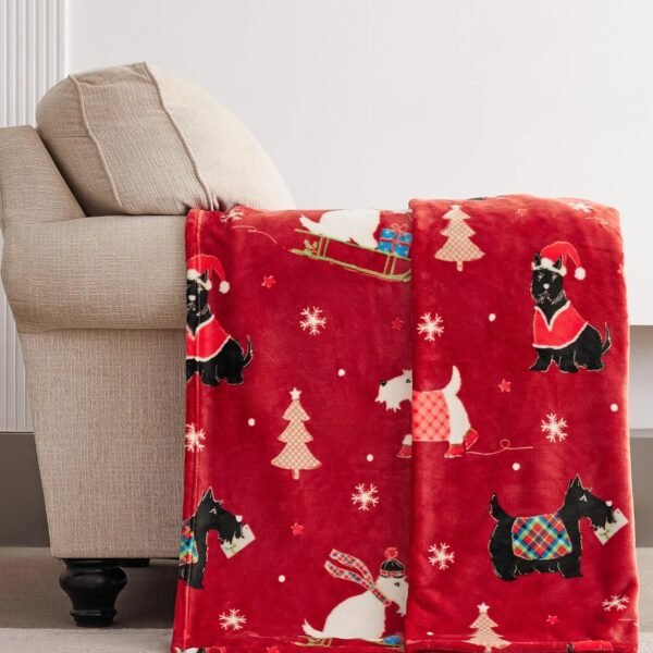 Super Soft Flannel Christmas Throw Blanket 50x60 Inches, Premium Silky Fleece Lightweight Bed Blanket All Season Use, Christmas Red, 50"x60" - Image 5