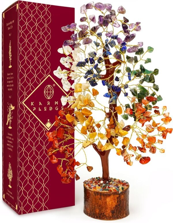Crystal Tree of Life 7 Chakra Healing Crystal Trees for Home Decor, Office Desk Decor, Living Room Decor, Handmade Bonsai Trees for Positive Energy, Money, Good Luck Birthday Gifts for Women, Mom - Image 2