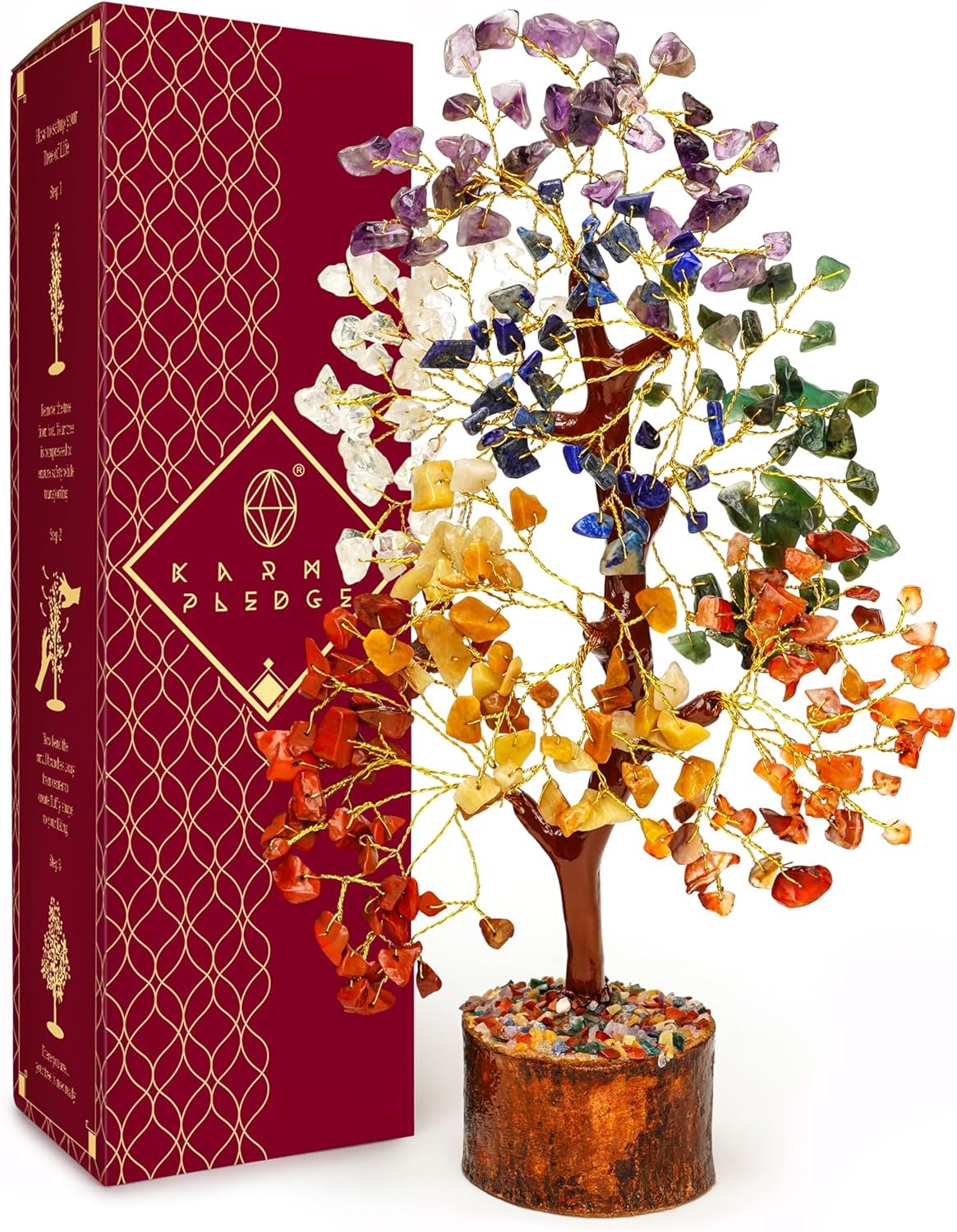 Crystal Tree of Life 7 Chakra Healing Crystal Trees for Home Decor, Office Desk Decor, Living Room Decor, Handmade Bonsai Trees for Positive Energy, Money, Good Luck Birthday Gifts for Women, Mom - Image 2