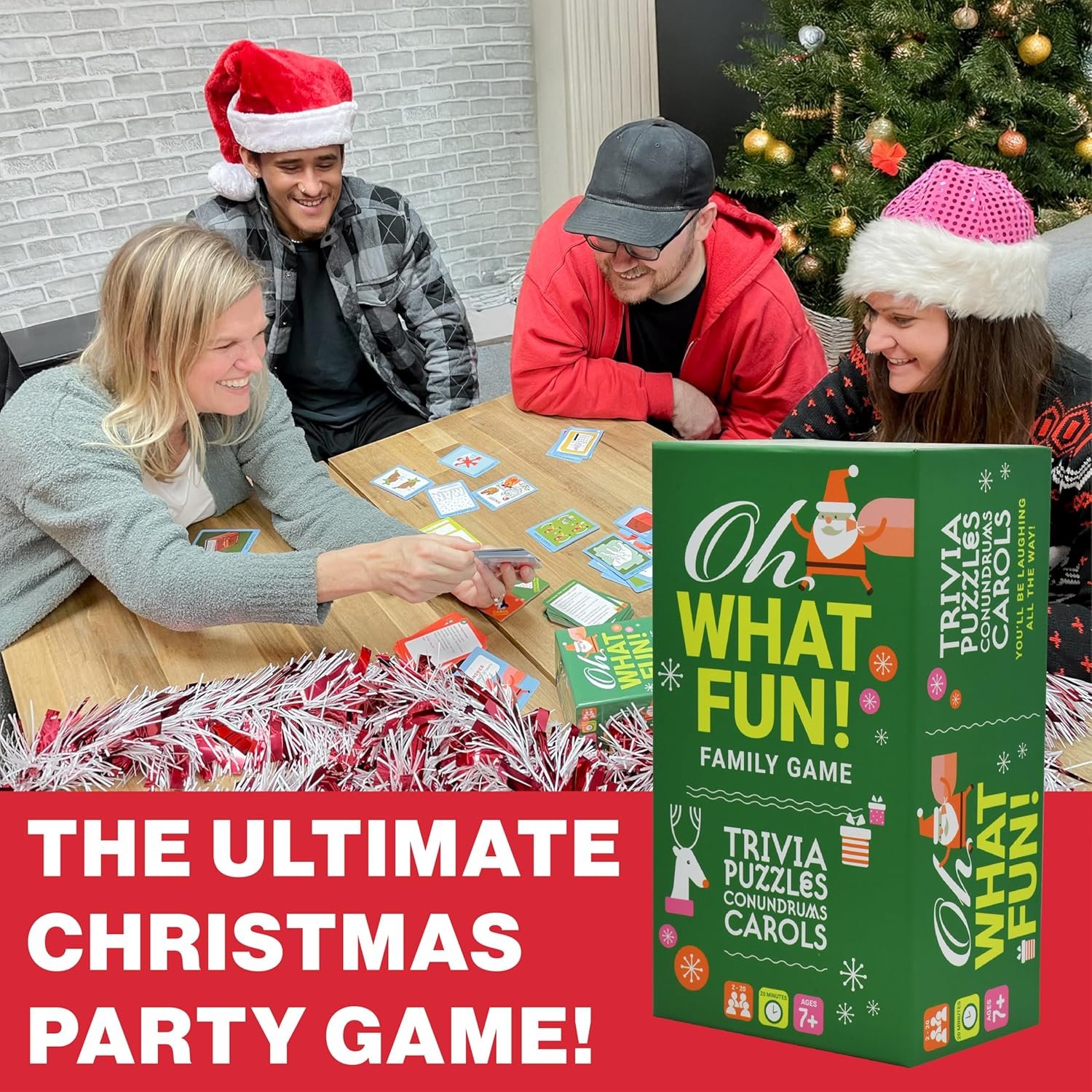 Project Genius, Oh What Fun! – Family Christmas Game, Holiday Trivia, Puzzles & Challenges, for Advent & White Elephant Parties, Ages 7+ - Image 3