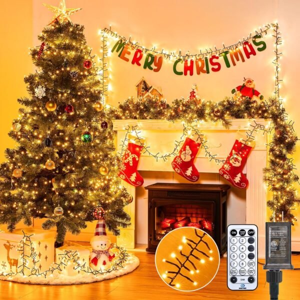 Minetom 50 Ft 1000 LED Cluster Lights Christmas Tree Lights Outdoor Christmas Firecrackers String Lights, 12 Modes Timer Remote Waterproof Plug in Twinkle Fairy Lights for Xmas Tree Garland Party - Image 2