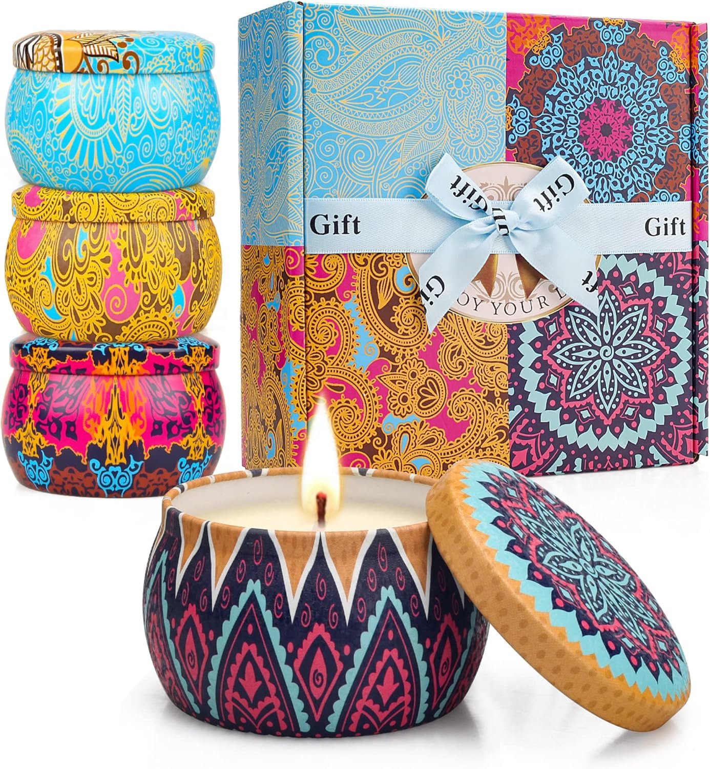 Scented Candles Gifts Set for Women, Aromatherapy Candles for Home Scented, Upgraded Large Tin of Soy Candle Lavender Candle Birthday Gifts for Women Mom Bath Spa Meditation Christmas Gifts Candles - Image 10