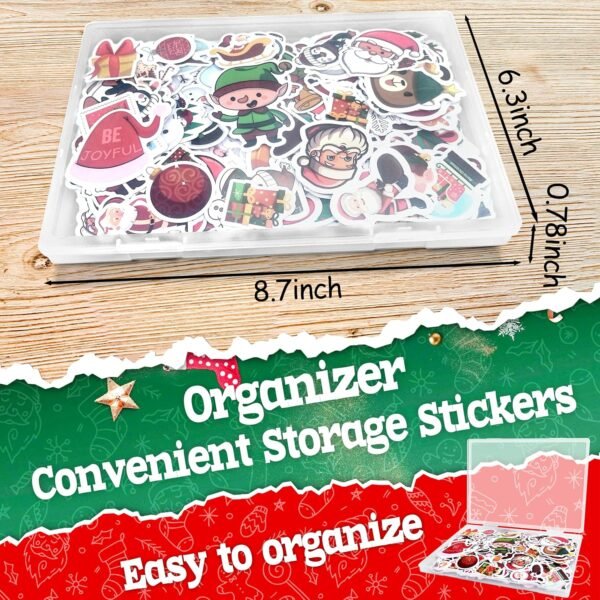LINAYE 300PCS Christmas Stickers Non-Repeating Waterproof, Adhesive Vinyl Cute Christmas Stickers Pack for Kids, Christmas Party Favors Gifts, Christmas Stickers Bulk for Boys Girls - Image 5