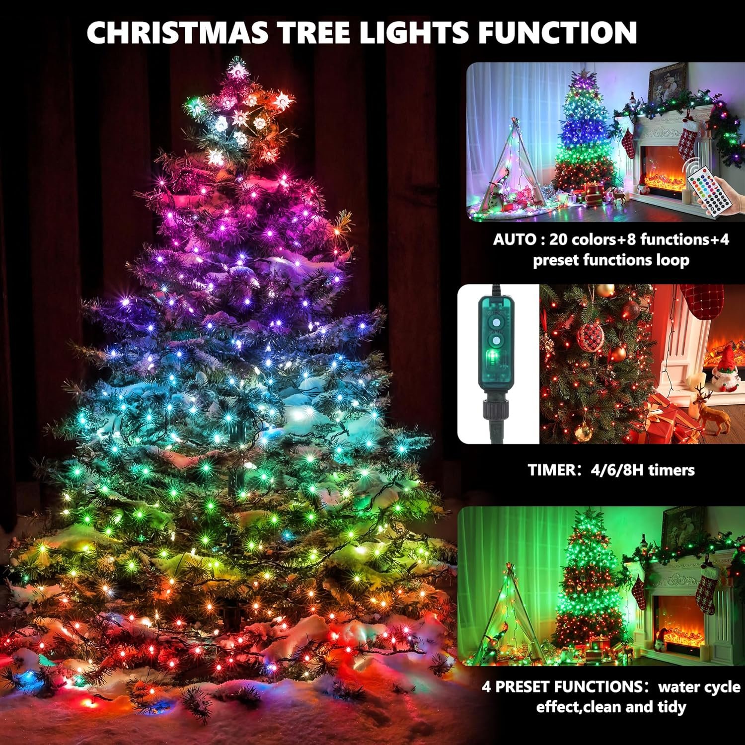 Christmas Tree Lights for 7ft 9ft with Remote - 540 LED RGB Timer Memory Function, Color Changing Rainbow Lighting Modes Christmas Decorations - Image 4
