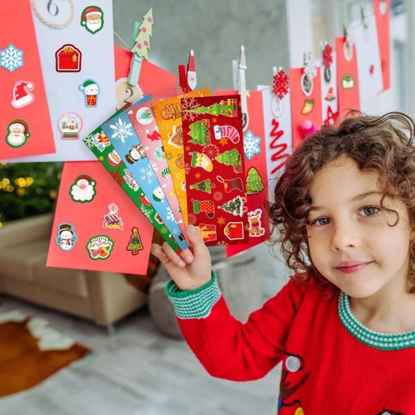 LINAYE Christmas Stickers for Kids - 40 Sheets Christmas Stickers Bulk 480PCS Cute Adhesive Stickers Pack for Treat Bags, Goodie Bags, Christmas Stickers for Girls Boys Christmas Party Favors - Image 7