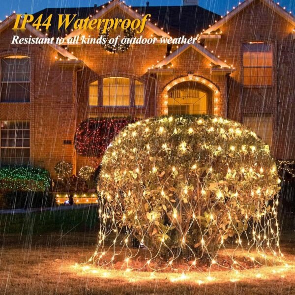 LitHome 300 LED 14.8ft x 5ft Outdoor Christmas Net Lights, Connectable Mesh Fairy String Lights with 8 Modes,Waterproof Plug in Mesh Lights for Bushes, Garden, Backyard, Holiday, Christmas(Warm White) - Image 7