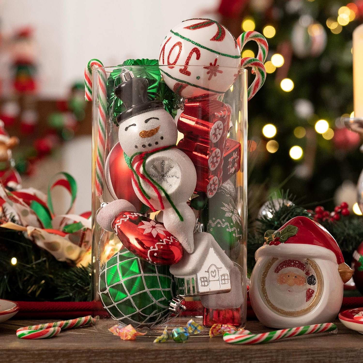 Valery Madelyn 100ct Christmas Ornaments Set, Red Green White Shatterproof Christmas Tree Decorations Variety Ball Ornaments Bulk, Whimsical Hanging Ornaments for Xmas Trees Holiday Party Decor - Image 5