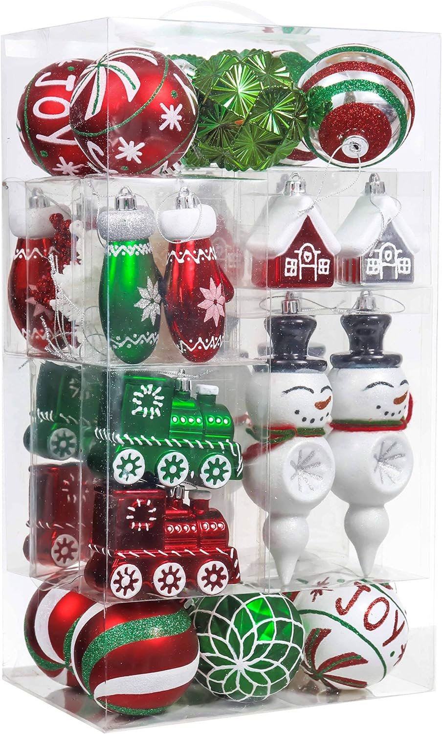 Valery Madelyn 100ct Christmas Ornaments Set, Red Green White Shatterproof Christmas Tree Decorations Variety Ball Ornaments Bulk, Whimsical Hanging Ornaments for Xmas Trees Holiday Party Decor - Image 2