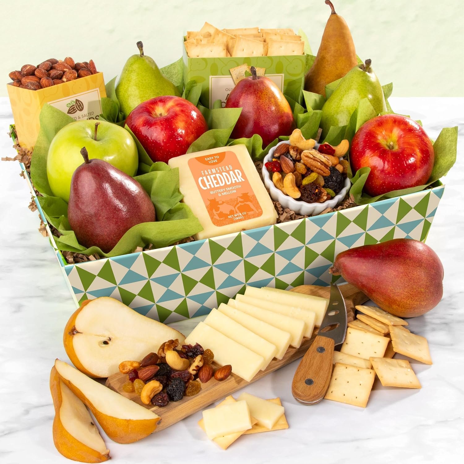 A Gift Inside Classic Fresh Fruit Basket Gift with Crackers, Cheese and Nuts for Holiday, Thank You, Birthday, Get Well, Anniversary, Corporate - Image 5