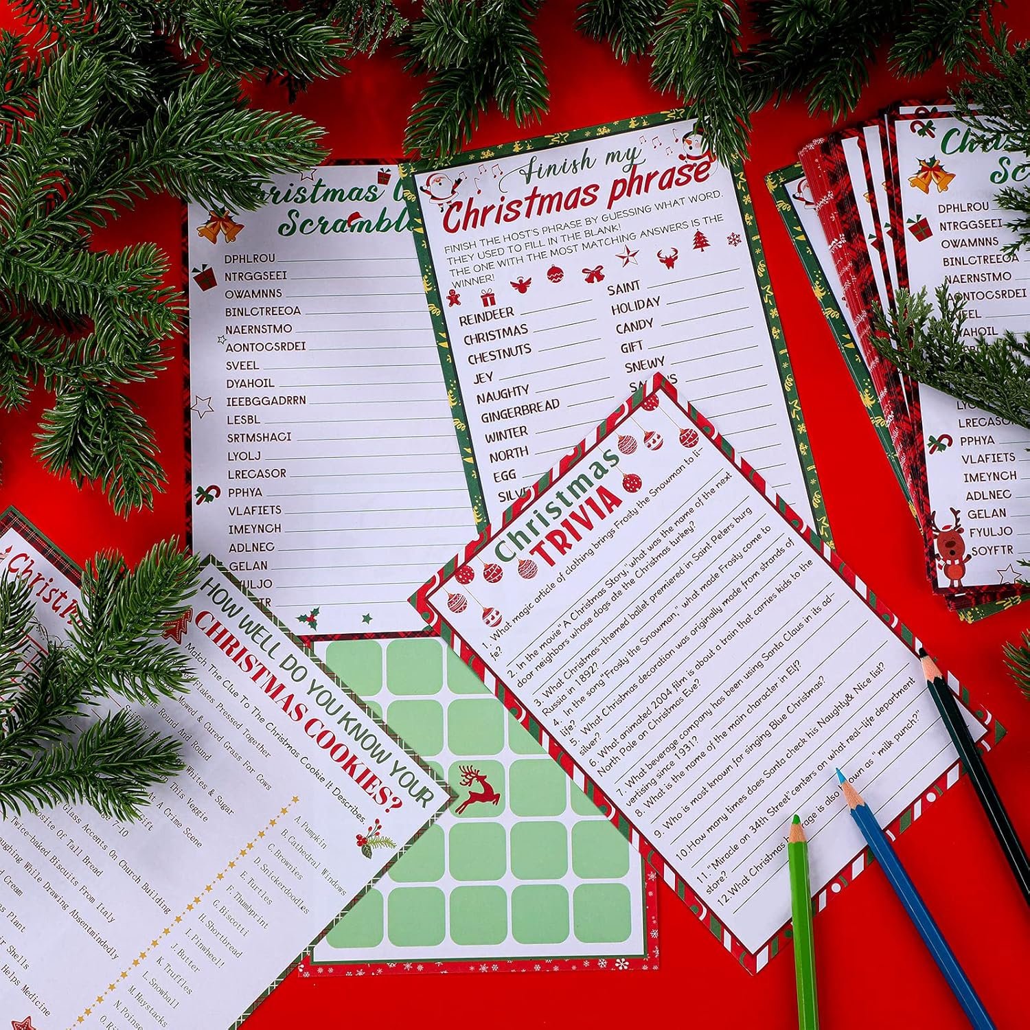 150 Sheets Christmas Bingo Game Xmas Holiday Winter Party Supplies Favors Word Scramble Games Word Search Game Funny Christmas Party Game Set for Classroom Prizes, 6 Styles - Image 5