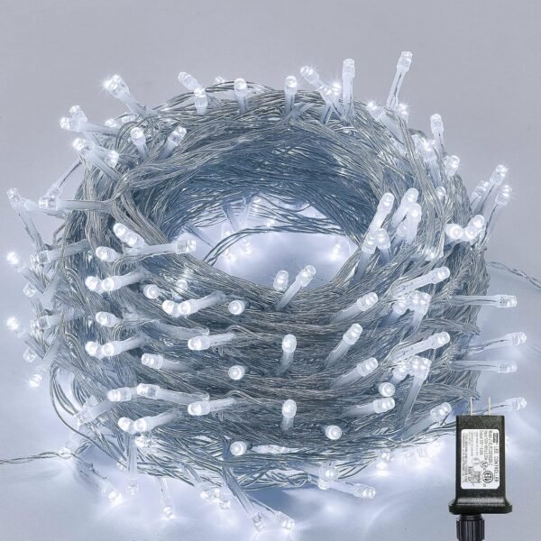 LJLNION 300 LED String Lights Outdoor Indoor, Extra Long 98.5FT Super Bright Christmas Lights, 8 Lighting Modes, Plug in Waterproof Fairy Lights for Holiday Wedding Party Bedroom Decorations ( White) - Image 9