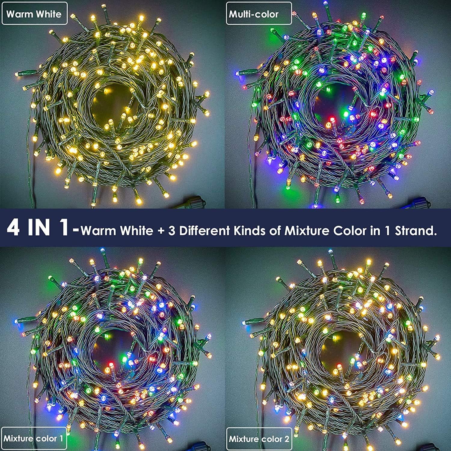 Christmas Lights 300 LED 108FT Color Changing Christmas Tree Lights with Warm White & Multicolor, 11 Modes Waterproof and Connectable Christmas String Lights with Remote for Xmas Decorations - Image 4