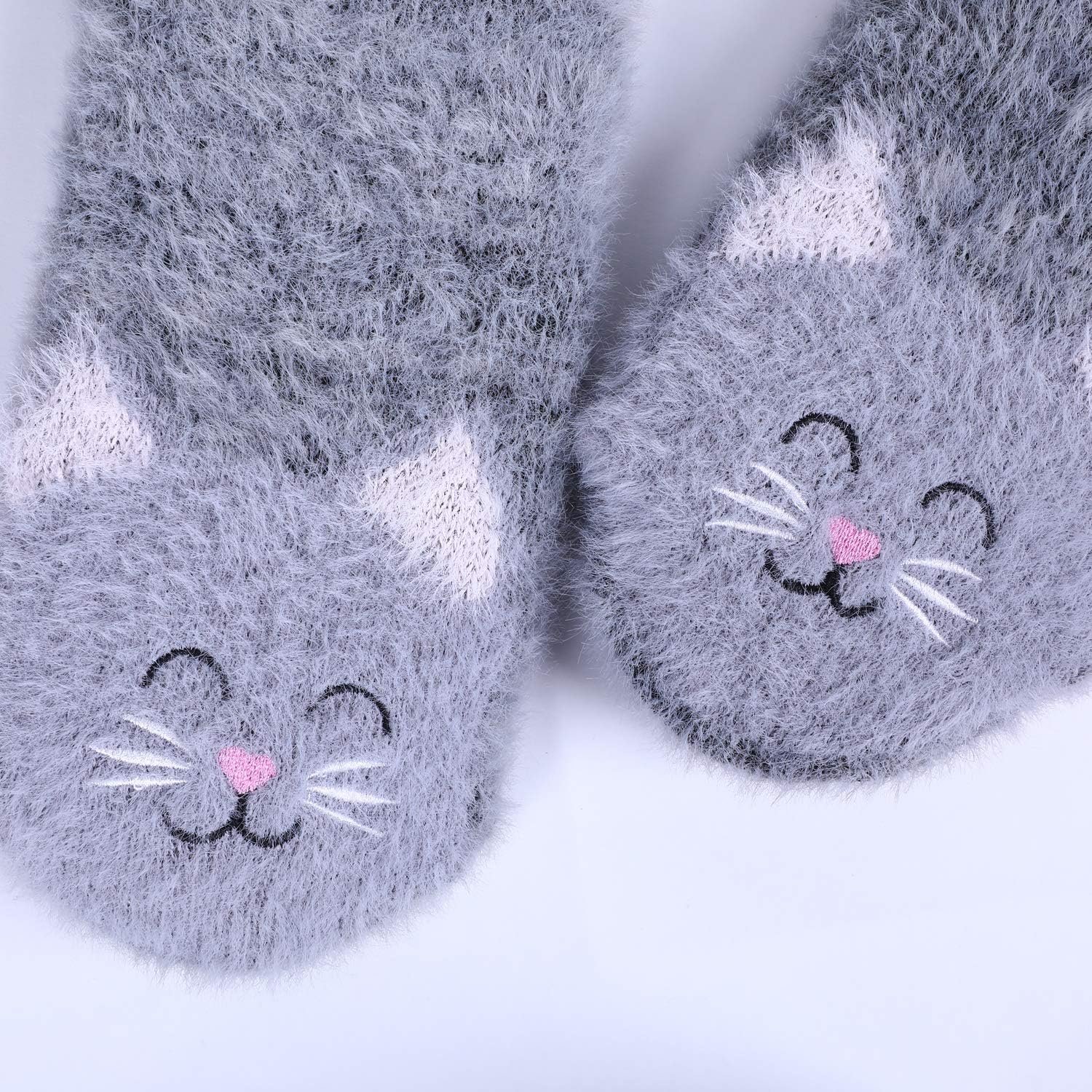 Jeasona Women’s Fuzzy Slipper Socks With Grippers Cozy Warm Cute Animal Gifts - Image 4