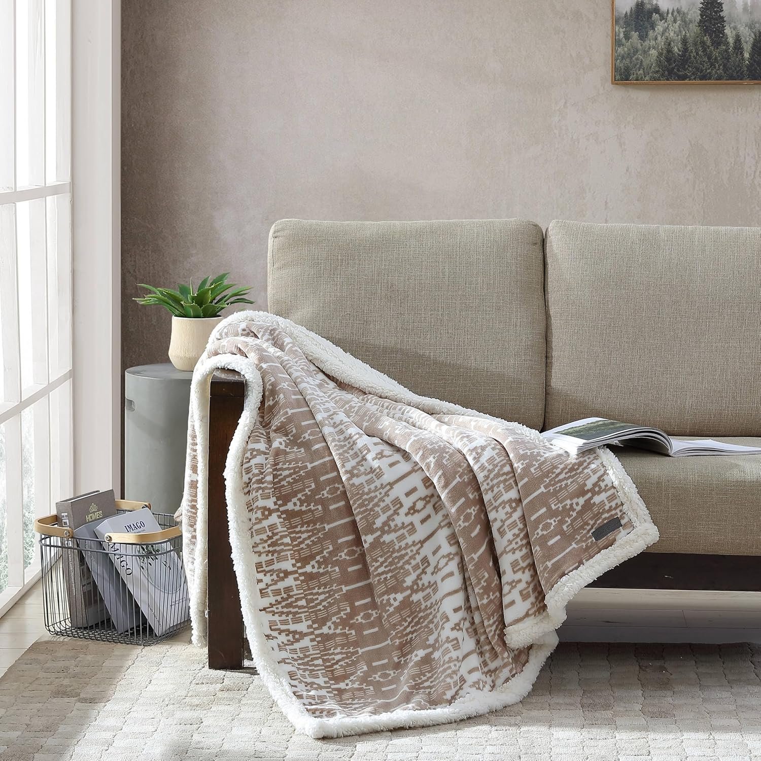 Eddie Bauer - Throw Blanket, Super Soft Reversible Sherpa Fleece Bedding, Ideal Christmas & White Elephant Gifts, Cozy Plaid Throw Blankets for Couch (San Juan Oyster, Throw) - Image 3