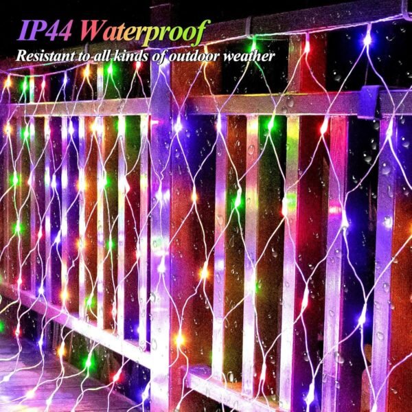 LitHome 610 LED 34.5ft x 5ft Outdoor Christmas Net Lights,Connectable Mesh Lights with 8 Modes,Waterproof Plug in Net Lights for Bushes, Garden, Backyard, Holiday, Christmas(Multicolor) - Image 5