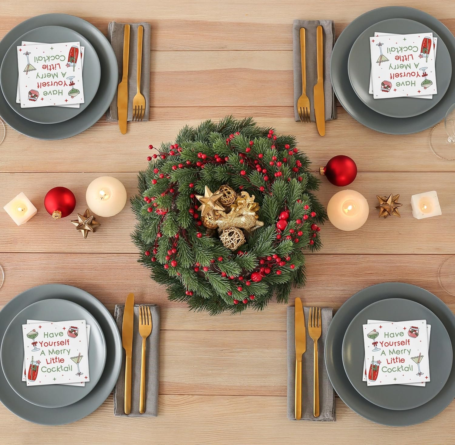 100 Count Christmas Funny Beverage Napkins Holiday Disposable Paper Napkin Have Yourself a Merry Little Cocktail Dessert Napkins for Home Dinner Buffet Xmas Tableware Party Supplies Decorations - Image 4