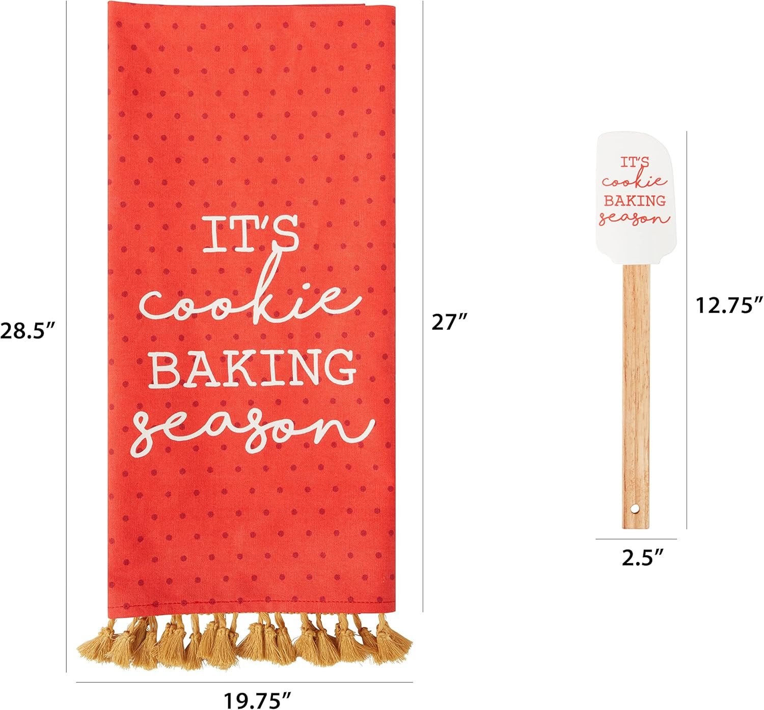 C.R. Gibson It's Cookie Season 100% Cotton Hand Towel and Silicone Spatula for Baking Gift Set, Multicolor - Image 9