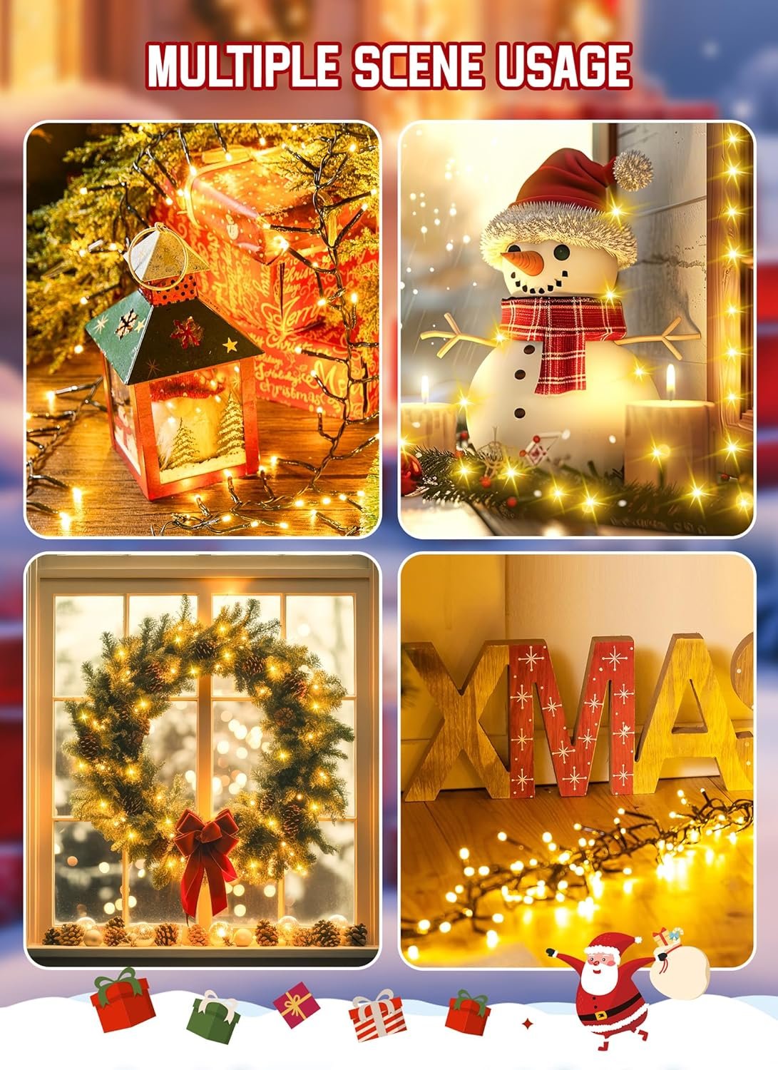 Minetom 50 Ft 1000 LED Cluster Lights Christmas Tree Lights Outdoor Christmas Firecrackers String Lights, 12 Modes Timer Remote Waterproof Plug in Twinkle Fairy Lights for Xmas Tree Garland Party - Image 8