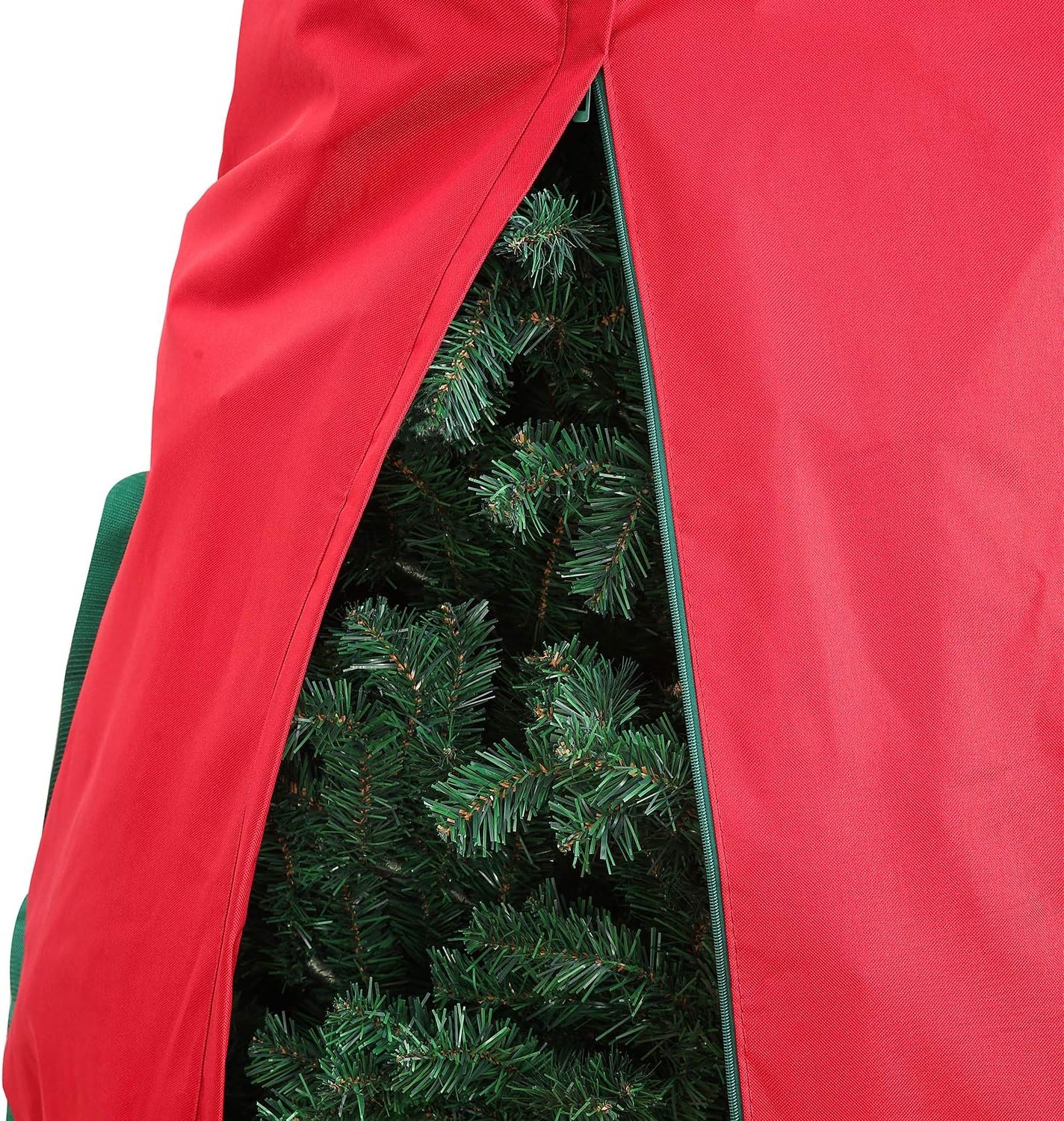 Sattiyrch Upright Christmas Tree Storage Bag,Fits Up to 7.5 ft Tall Artificial Tree,Heavy Duty 600D Canvas Red Christmas Tree Storage Container with Sleek Zipper and Durable Handles (7.5 FT) - Image 3