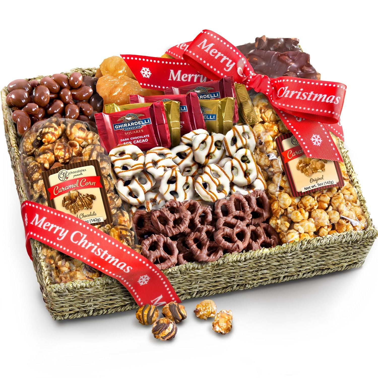 A Gift Inside Merry Christmas Chocolate Caramel and Crunch Grand Gift Basket - Image 2