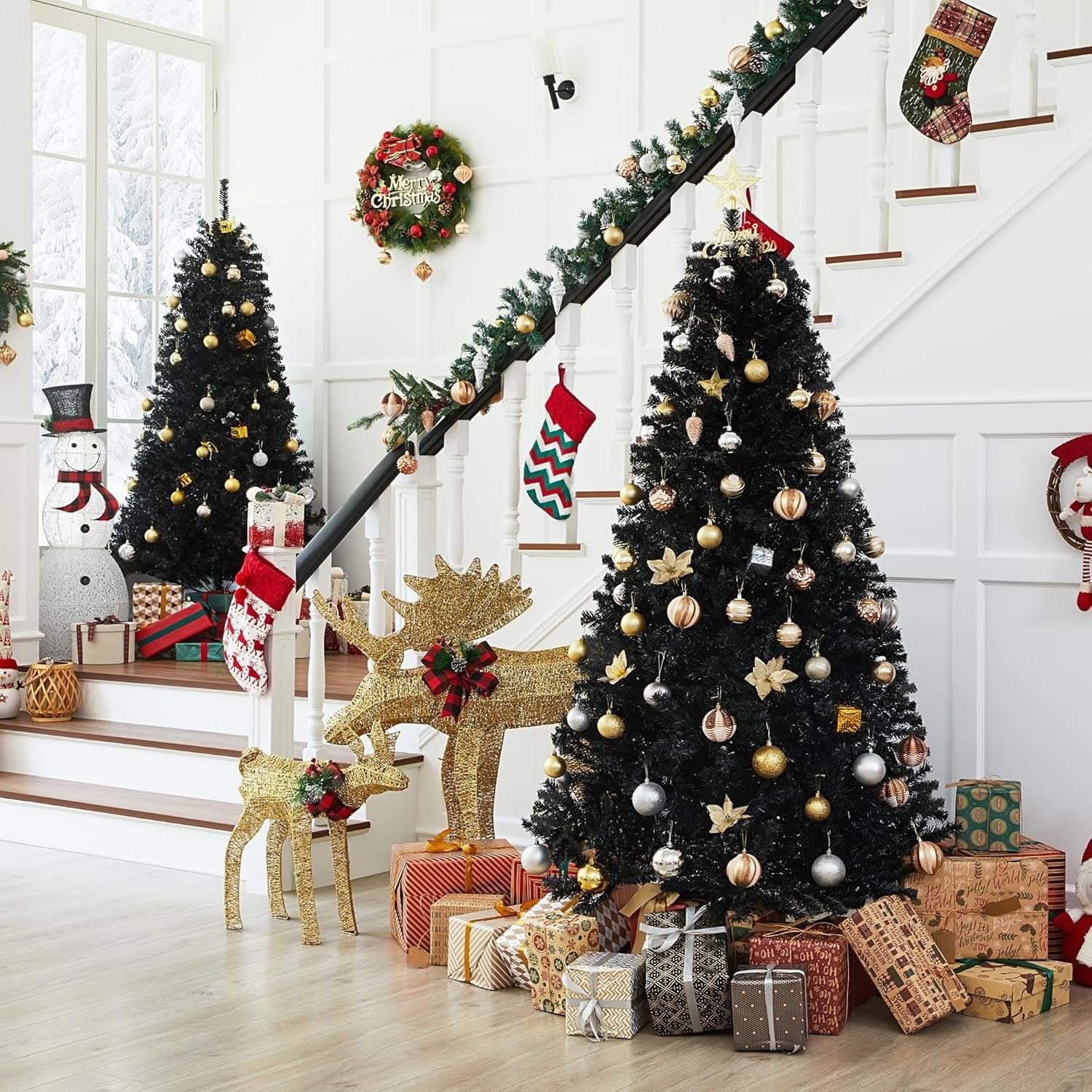 Yaheetech 6ft Black Artificial Christmas Pine Tree Seasonal Holiday Carnival Home Party Decoration for Home, Office, Party Decoration Indoor Outdoor with 818 Branch Tips and Foldable Stand - Image 5