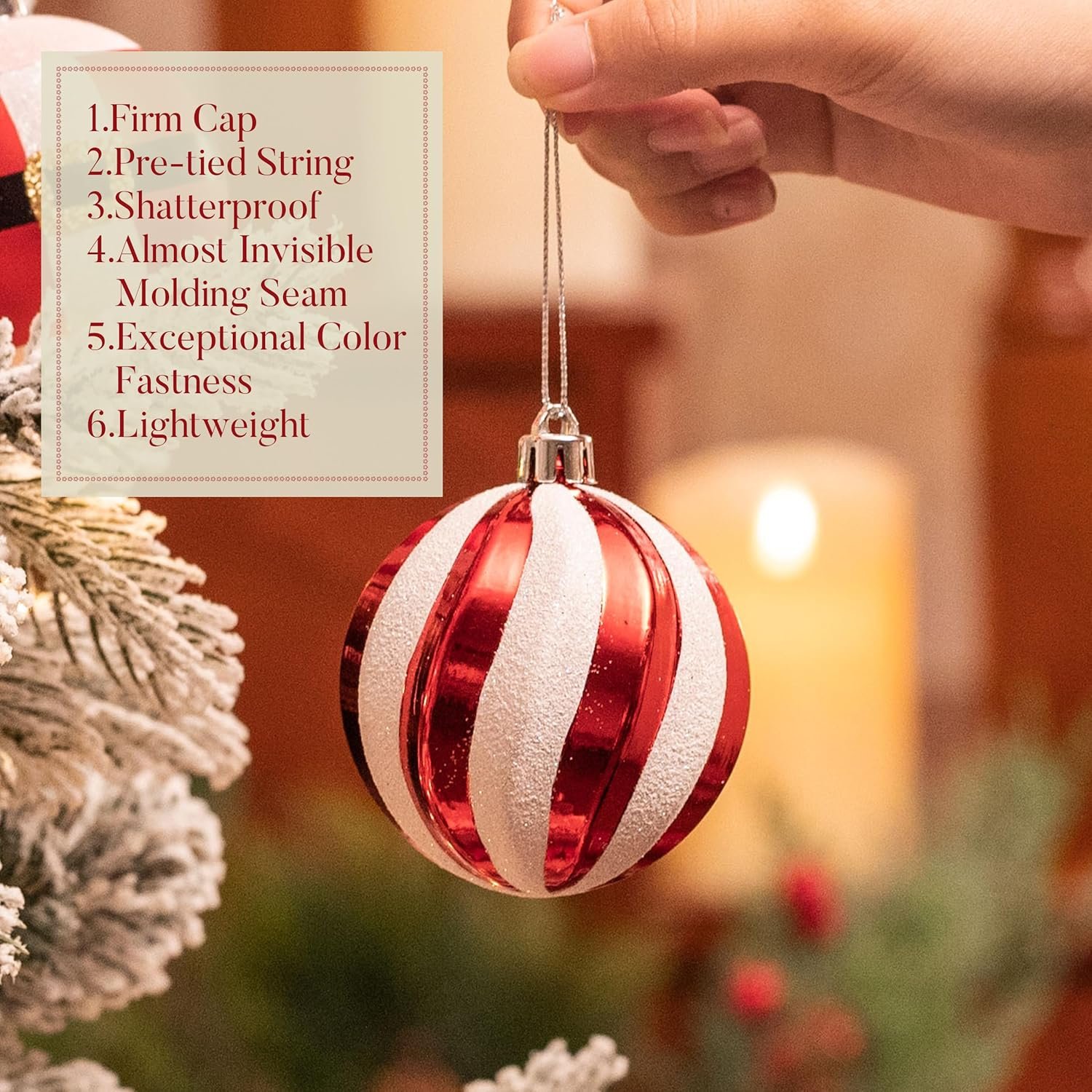 Valery Madelyn Christmas Ornaments Set, 70ct Red and White Shatterproof Christmas Tree Decorations Set, Variety Traditional Red and Silver Decorative Hanging Ball Ornaments Bulk for Xmas Holiday Decor - Image 6