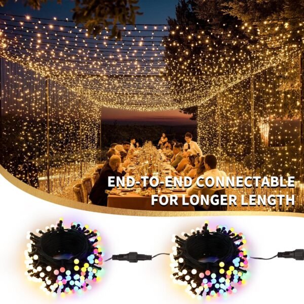 Brizled Christmas Lights, 66ft 200 LED Color Changing String Lights, Warm White & Colored Christmas Lights, Dimmable Berry String Lights, Connectable Lights String for Xmas Tree Party - Image 4