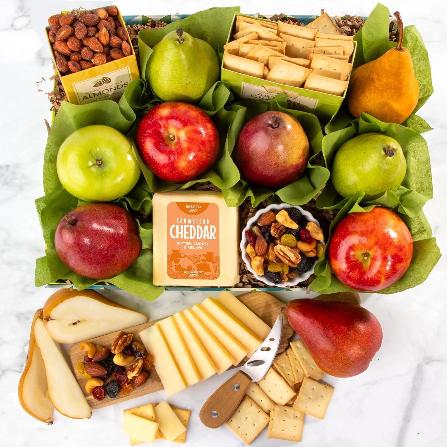 A Gift Inside Classic Fresh Fruit Basket Gift with Crackers, Cheese and Nuts for Holiday, Thank You, Birthday, Get Well, Anniversary, Corporate - Image 6