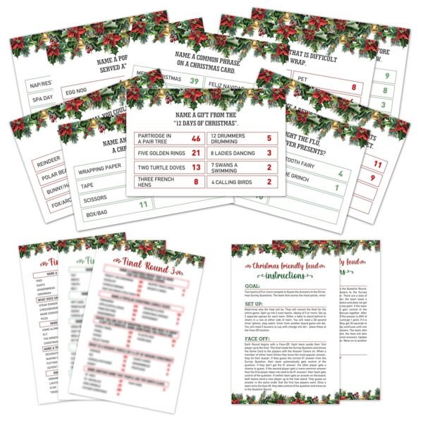 Christmas Games for Families, Christmas Friendly Feud Game, Holiday Games for Adults Large Group Party, Christmas Party Games, Christmas Trivia Card Games - a003 - Image 2