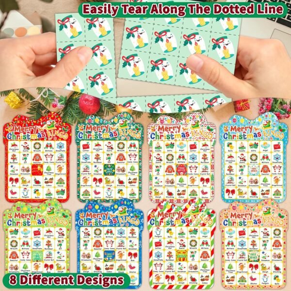 39Pcs Christmas Bingo Cards, 24 Players Cute Christmas Bingo Game for Kids Adults Party Supplies Family Games Activities Xmas Festival - Image 5
