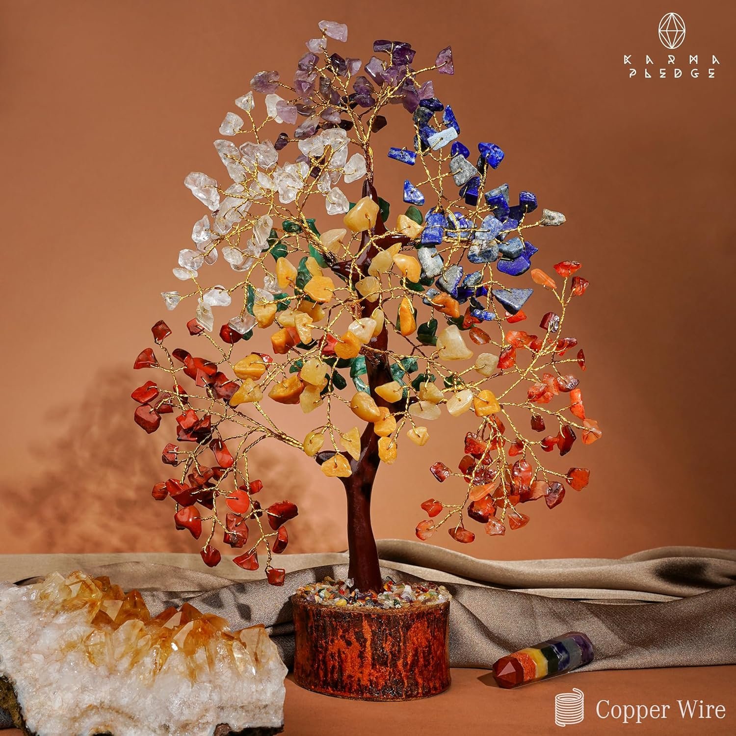 Crystal Tree of Life 7 Chakra Healing Crystal Trees for Home Decor, Office Desk Decor, Living Room Decor, Handmade Bonsai Trees for Positive Energy, Money, Good Luck Birthday Gifts for Women, Mom - Image 6
