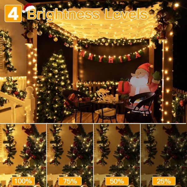 Ollny Christmas Lights 1000 LED 330 FT, IP67 Waterproof Plug in Christmas Tree Lights with Remote, 8 Modes, 3 Timers, Dimmable, House Xmas Indoor Decorations Outdoor Christmas Lights (Warm White) - Image 8