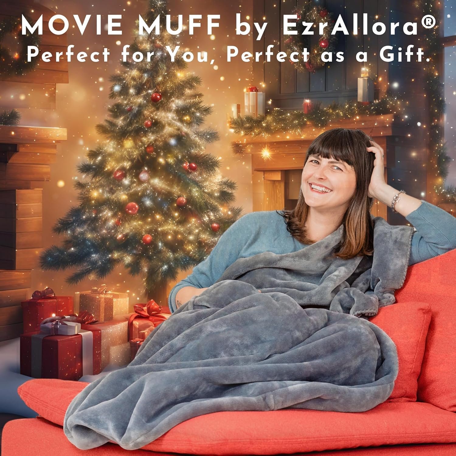 Fleece Lightweight Foot Pocket Blanket -Patent Pending- Premium Throw - Christmas Gamer Gifts - Gifts for Men Who Want Nothing - TV Lap Blanket (Fleece, Silver Grey) - Image 4