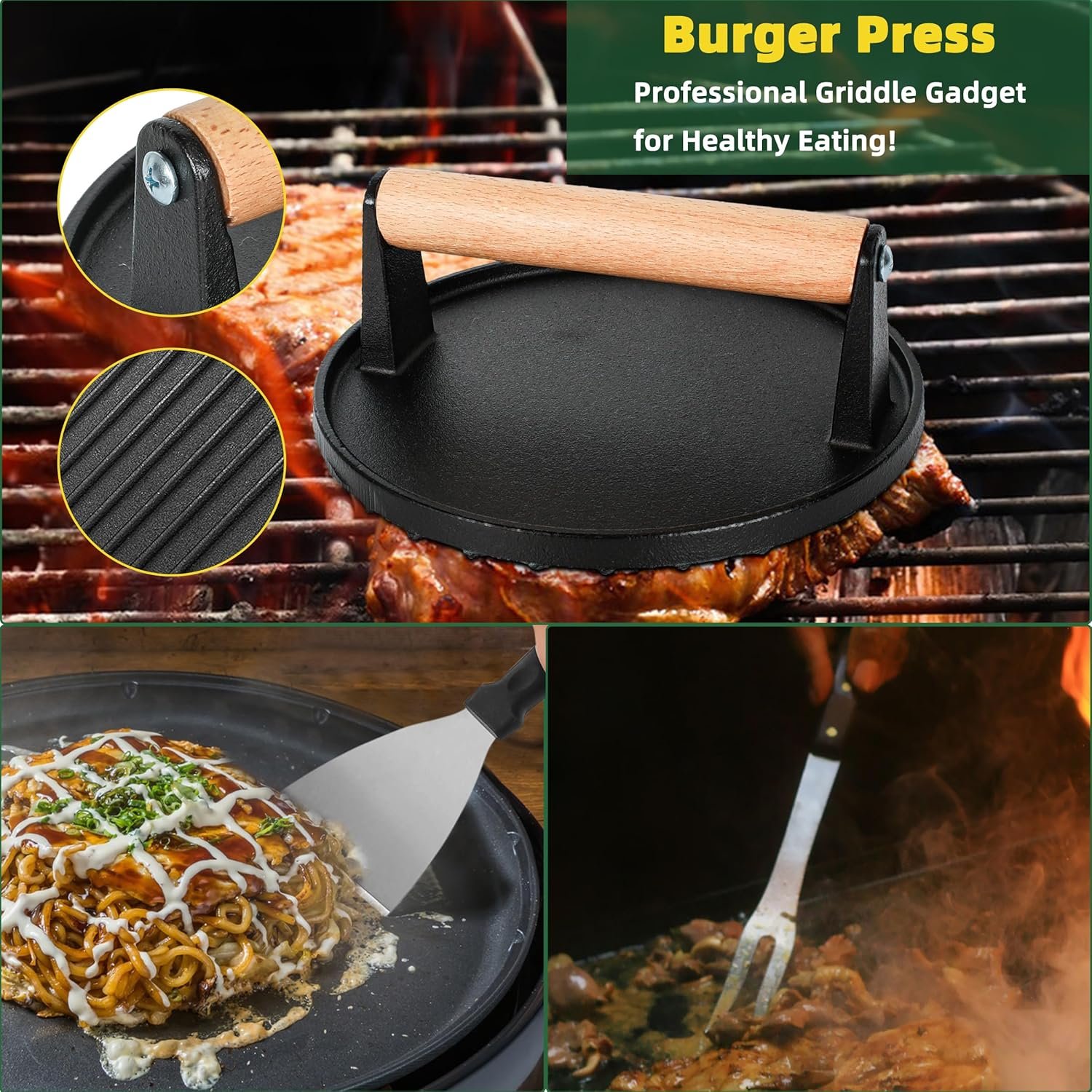 30PCS Griddle Accessories Kit, Flat Top Grill Accessories Set for Blackstone and Camp Chef, Grill Spatula Set with Melting Dome, Burger Press, Gifts for Men, Christmas Stocking Stuffers for Adults Men - Image 7