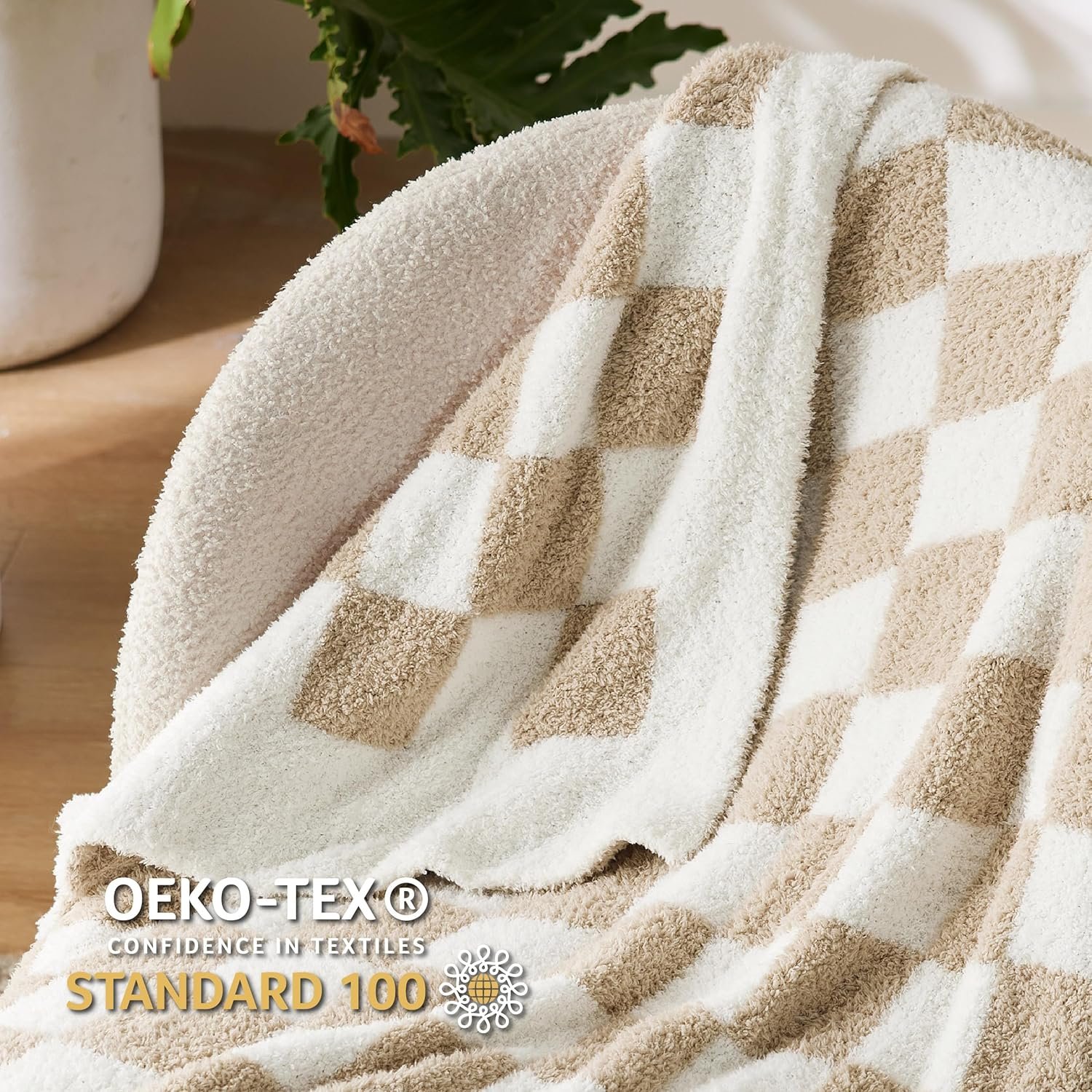 Bedsure Checkered Throw Blanket - Super Soft Knit Breathable Throw Blanket, Warm Cozy Fluffy Lightweight Summer Blanket for Couch Sofa Bed (50" x 60") - Image 8