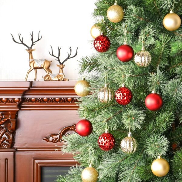 45Pcs 6cm/2.36inch Christmas Balls Glitter Christmas Tree Ornaments Hanging Christmas Home Decorations for Home House Bar Party（Red/Gold - Image 6