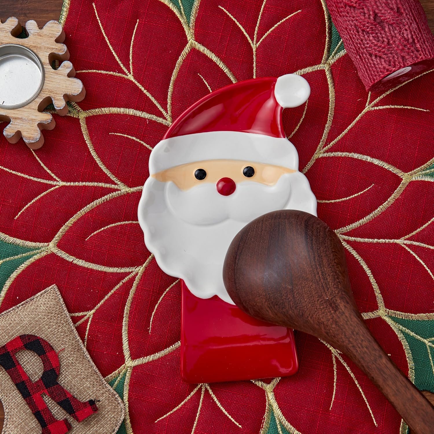 Bico Santa Claus Ceramic Hand Painted Spoon Rest, Cute Christmas Decor, Dishwasher Safe - Image 5